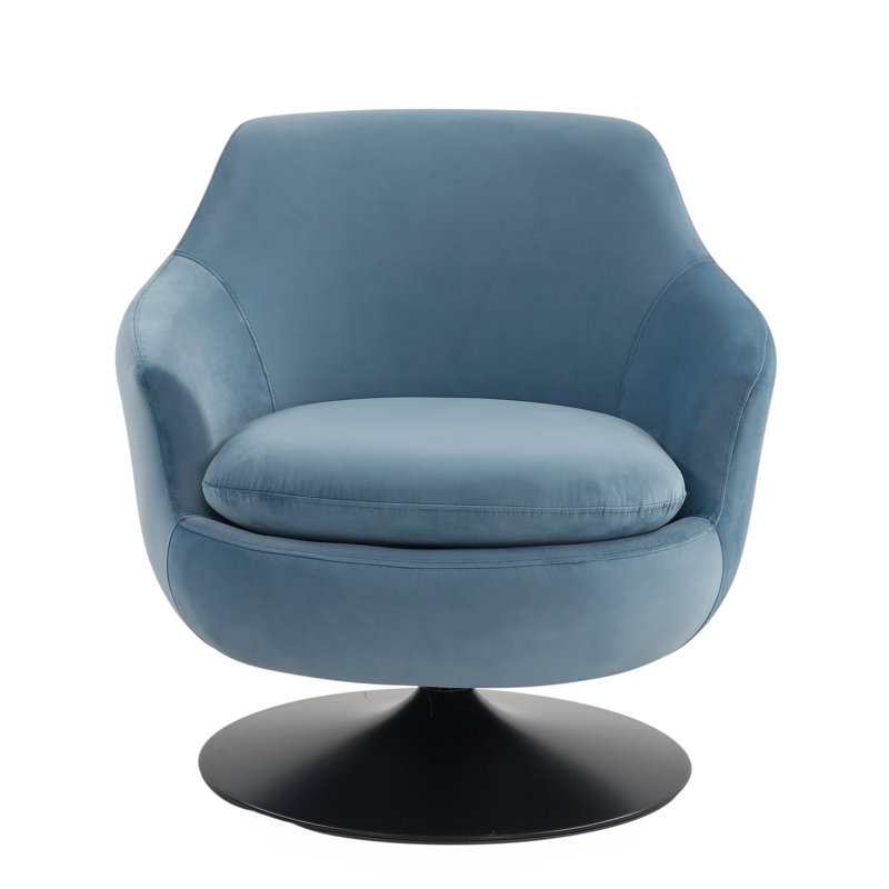 Bonnye Velvet Swivel Armchair, Light Blue Velvet