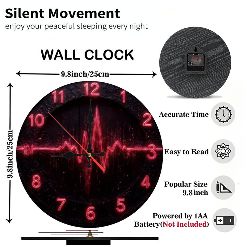 Cadran de l'horloge avec pulsation rouge