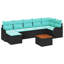 Ensemble de canapé de jardin vidaXL 8 pièces en rotin de polyester noir et turquoise