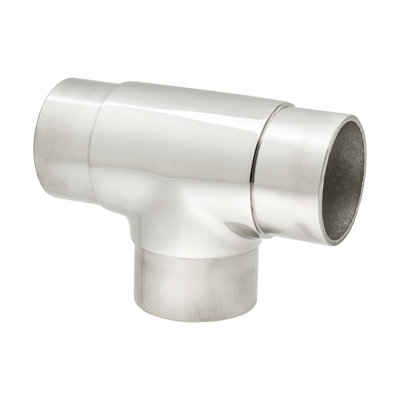 2" Dia. X 2-3/8" H Polished Stainless Steel Flush Tee Fitting For 2-Inch Bar Rail