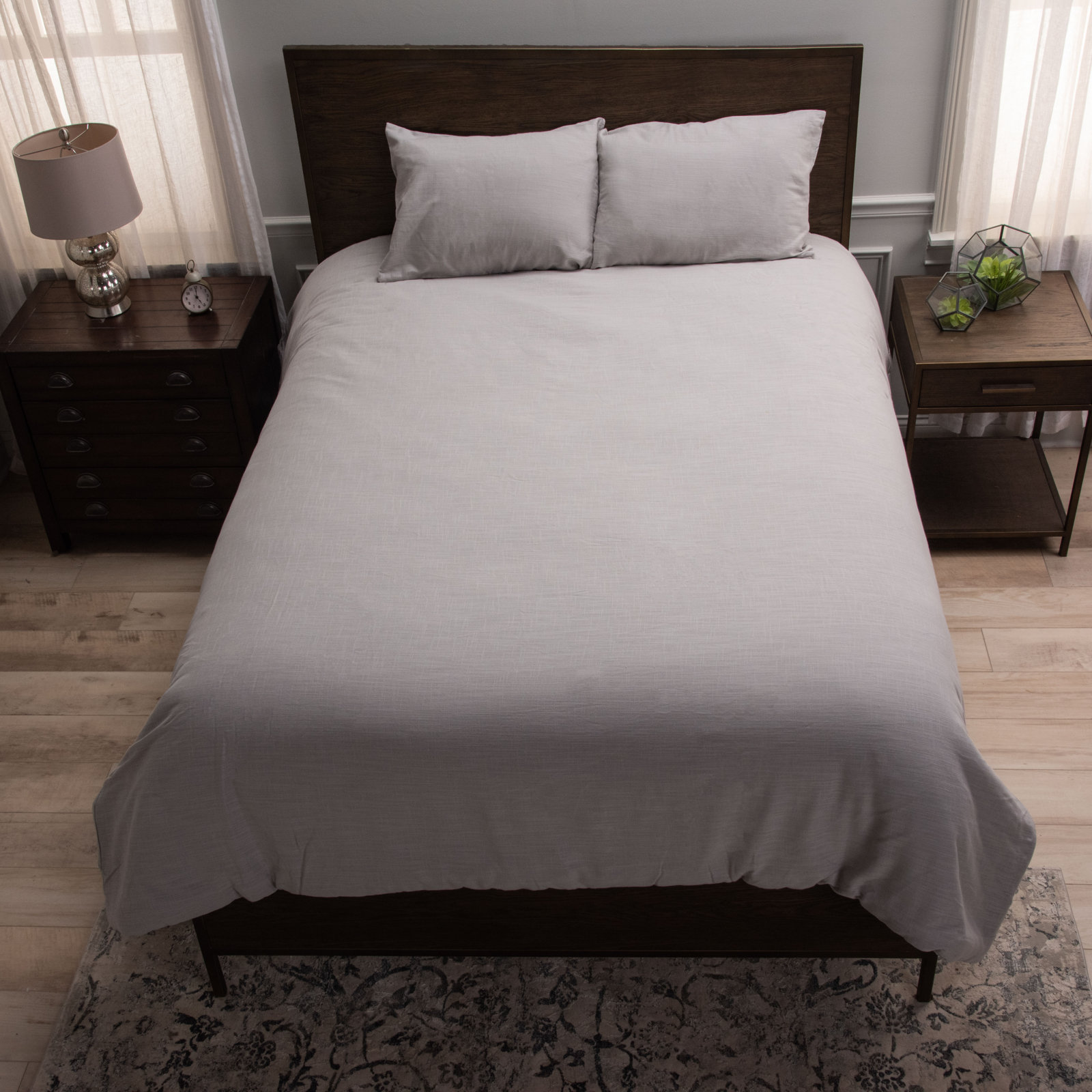 Zandy Comforter Set, King Comforter + 2 King Shams, Gray