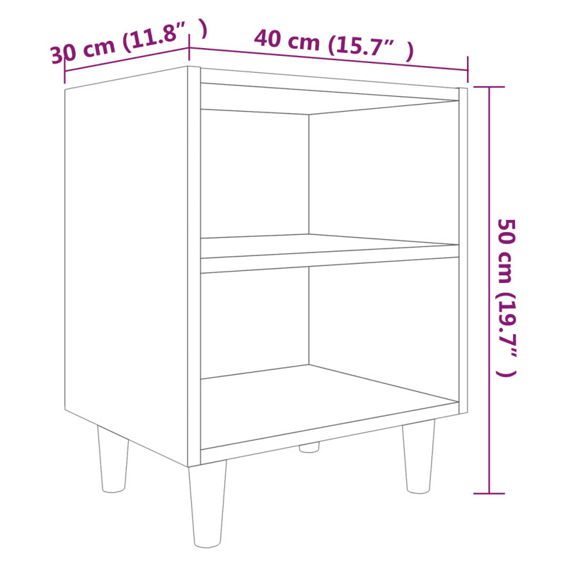 Sheryl 40cm W Manufactured Wood Bedside Table, Smoked Oak, Individual