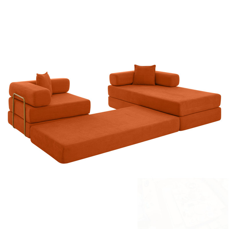 Canapé modulaire en L Boneless, Orange