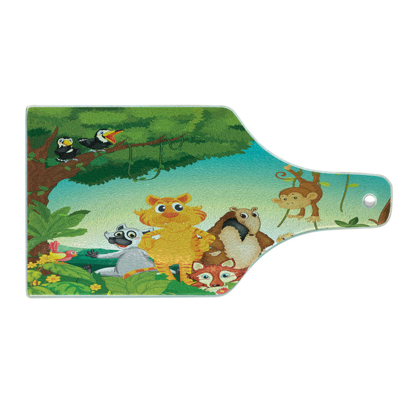 Multicolore planche à découper en verre trempé Ambesonne