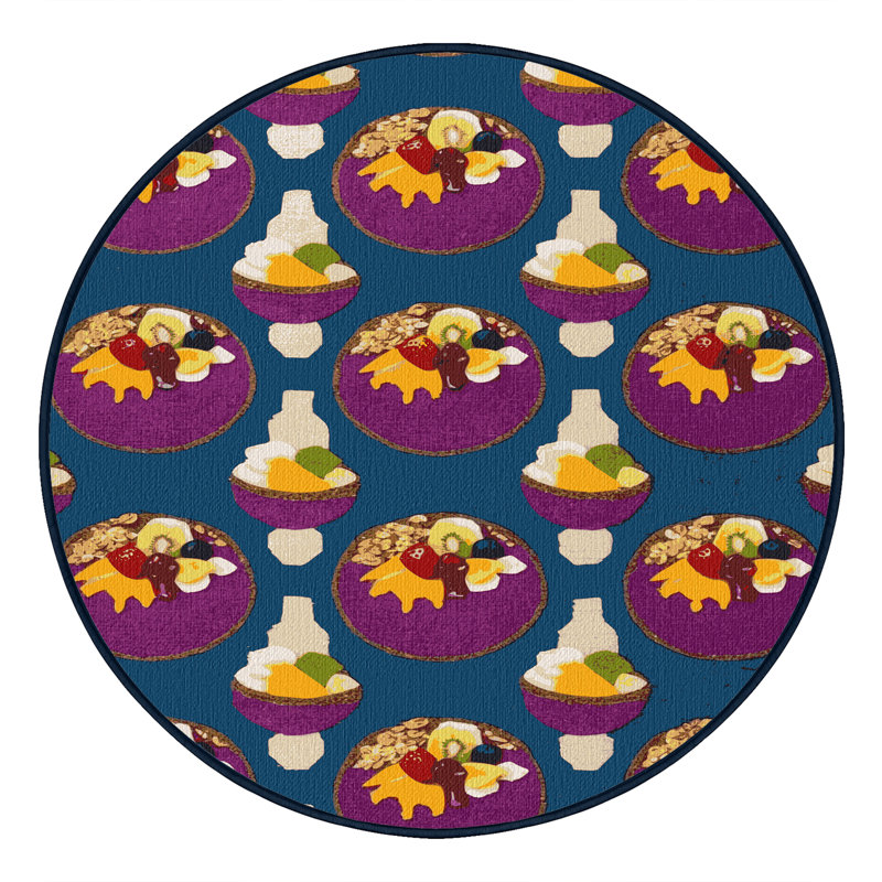  Tapis lavable lavable à bols d'açai, Rond 5 pi