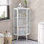 Armoire de plancher 22,73 po blanche, avec portes en verre trempé et 3, pour chambre à coucher, salon, salle de bain, armoire d'angle blanche polyvalente, 3 portes, construction pratique contemporaine