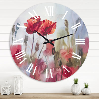 Blossoming Poppies In The Meadow - Horloge murale traditionnelle