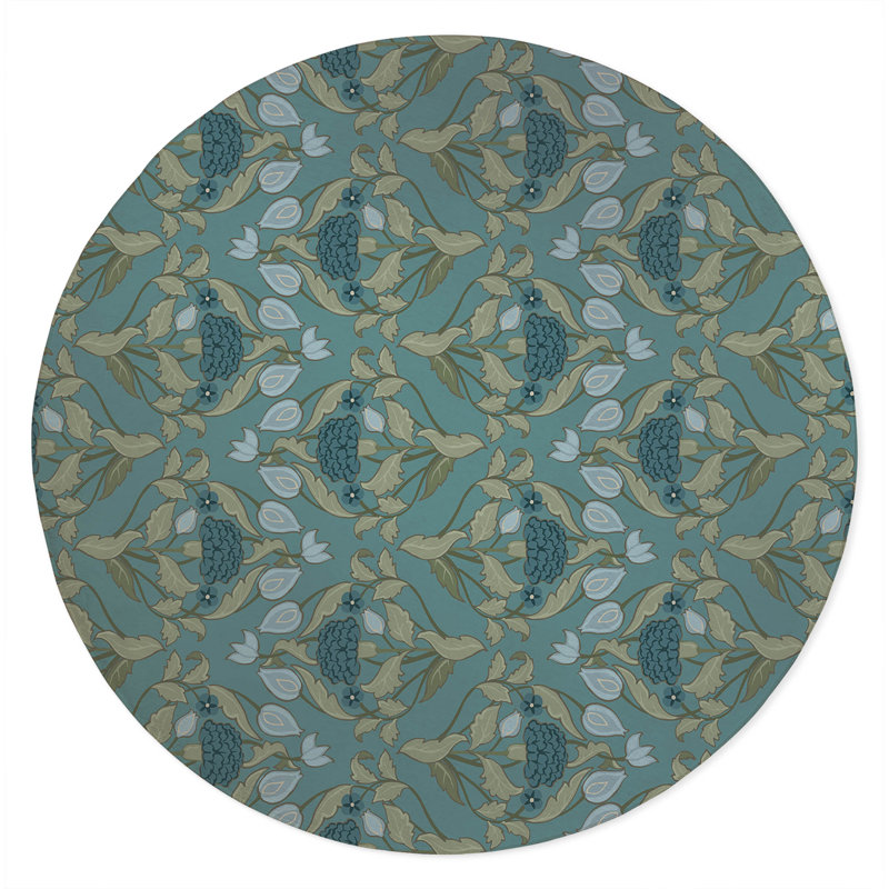 Piper Soft Step Outdoor Area Rug, Blue, Round 5'