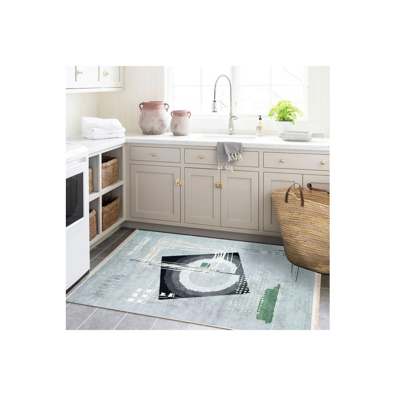 Tapis à motifs abstraits et surréels de la collection Barcelona, Tapis de couloir 4 pi 11 po x 9 pi 10 po
