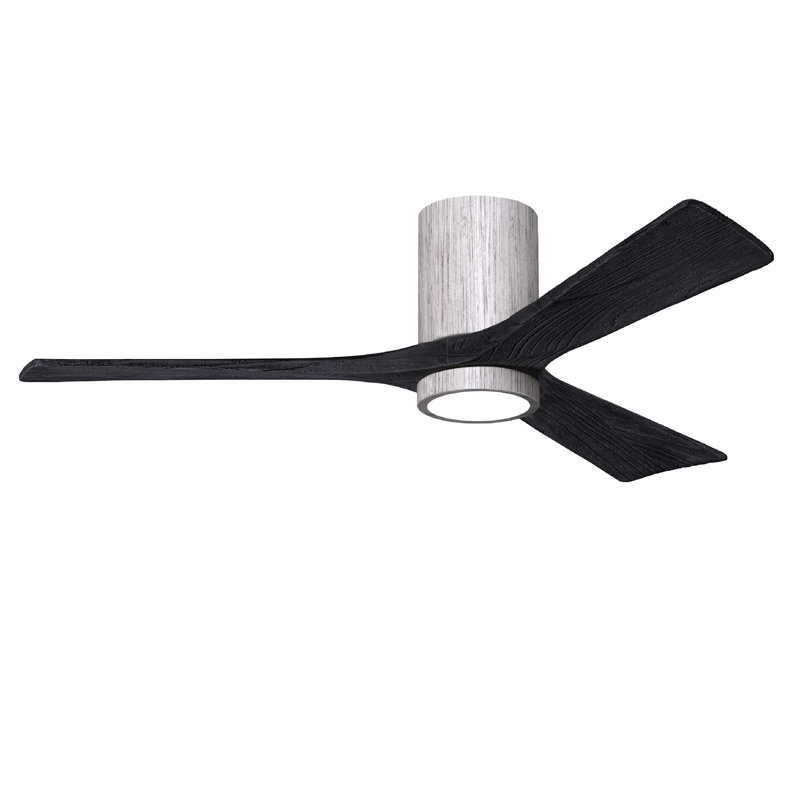 Olivier à 3 pales DEL standard avec ventilateur de plafond et ensemble d'éclairage inclus, Noir mat, Ton bois de grange, 52"