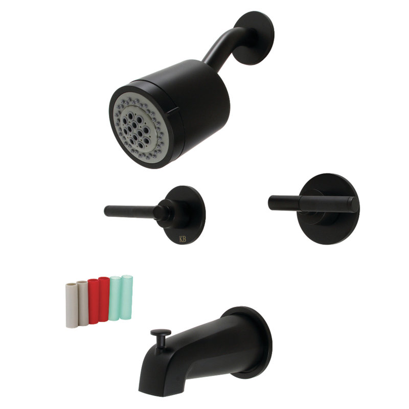 Kingston Brass Kaiser Double-Handle Tub and Shower Faucet, Matte Black