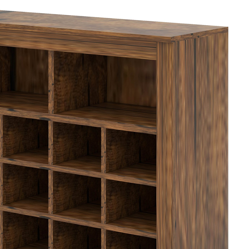 Console 24 tiroirs, armoire à chaussures moderne avec base incurvée, buffet polyvalent, Brun rustique