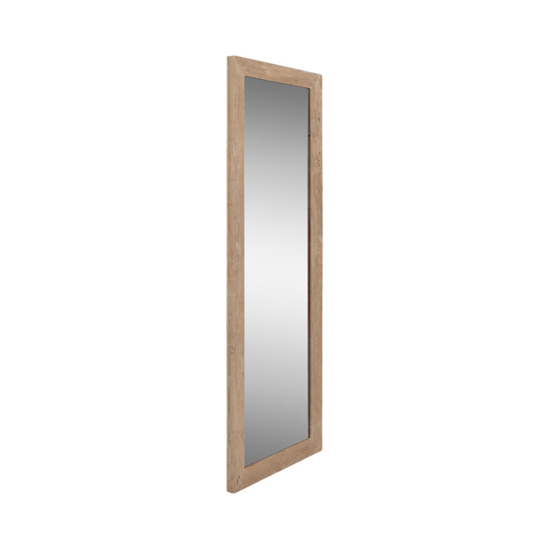 Miroir de plancher en pierre de travertin de 72 pouces Halofax - Élégance naturelle dans un ton de travertin subtil