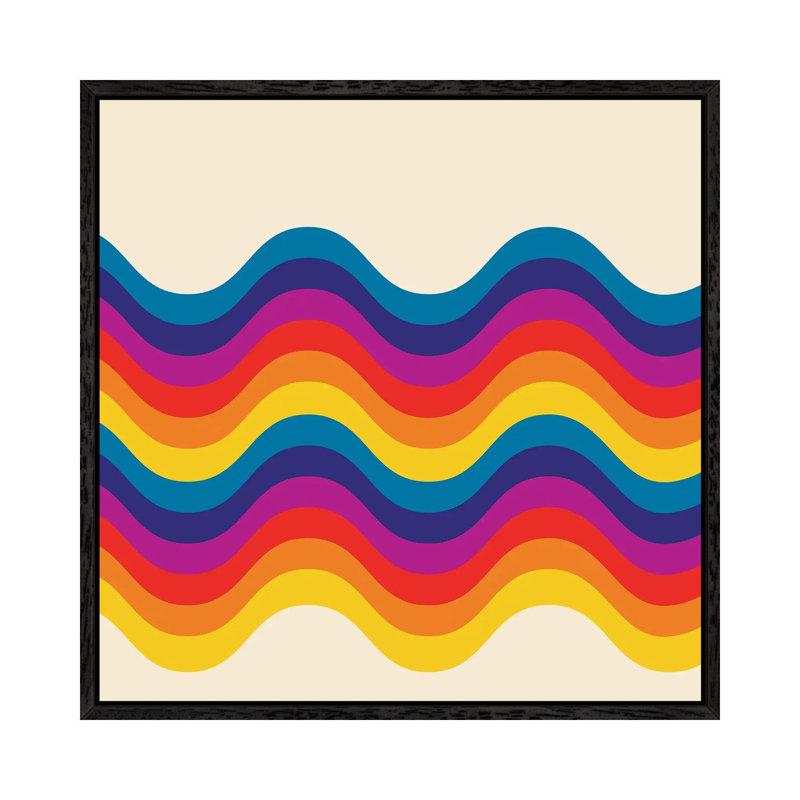Wavy Retro Rainbow by Show Me Mars - Gallery-Wrapped Canvas Giclée on Canvas, 93.98 cm H x 93.98 cm W, Black Framed