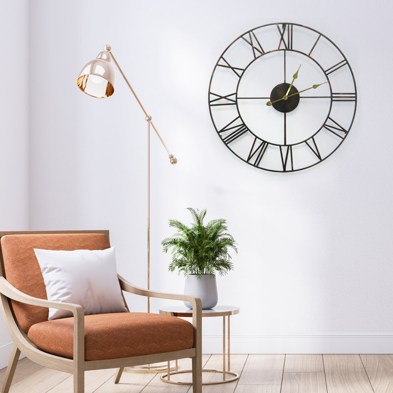 Balliol Iron Wall Clock - Decorative Metal Timepiece for Home & Office, Large, Gold