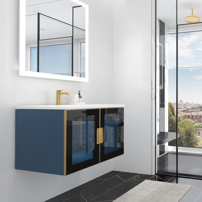 Base de meuble-lavabo mural 30 po avec façade en verre