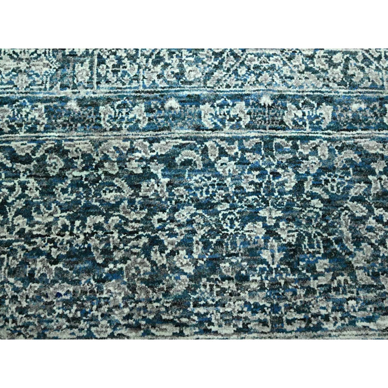 Tapis turc 8 pi x 10 pi 1 po bleu, motif pré-historique du 14e siècle, motif mamelouk, colorants naturels, noué à la main, pure laine
