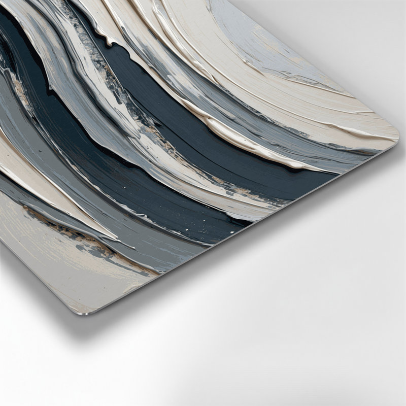 Art mural horizontal horizontal rayé gris ardoise ivoire, H 11 po x l 14 po