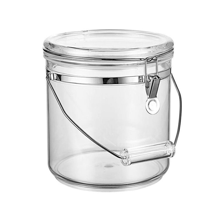 NEW! OGGI Clear Plastic Canister Jar Metal Close Lock Lid Rubber Seal  Container