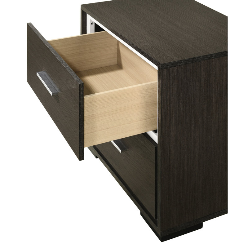 Élégante table de chevet rustique grise avec 2 tiroirs, chambre à coucher essentielle, structure en bois 2 po rustique, construction