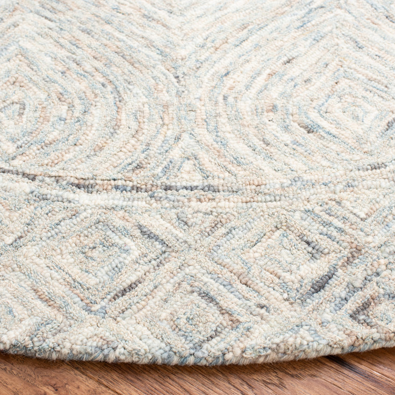 Treva Hand Tufted Wool Geometric Rug, Round 6'