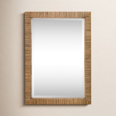 Adrianne Solid Wood/ Rattan Rectangle Wall Mirror