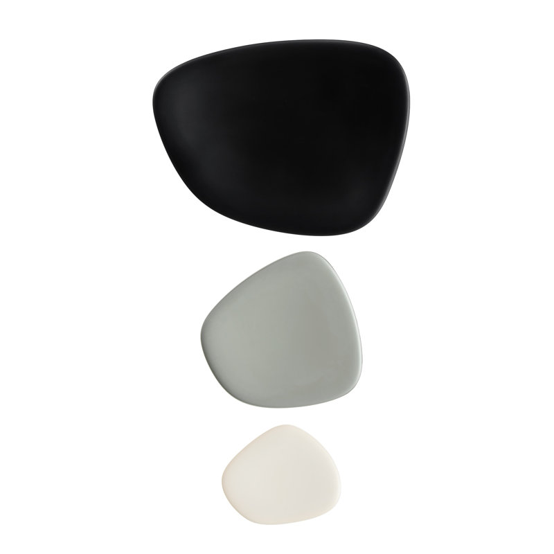 Namasté Decorative Plate Set, Black/Gray/Taupe