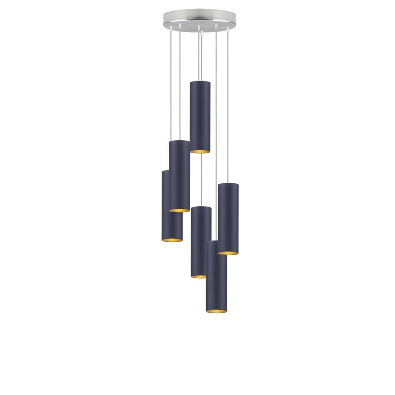 Donn 6 - Light Cluster Pendant, Blue, Polished Chrome