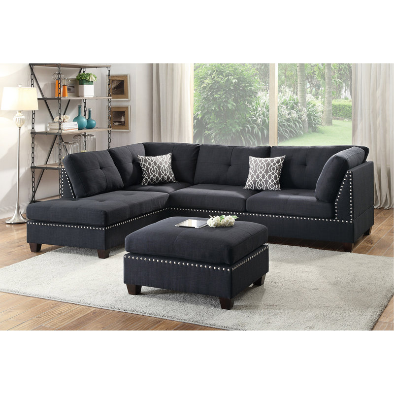 Canapé modulaire réversible en polyfibre avec repose-pieds