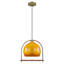 Luminaire suspendu Mid-Century moderne avec abat-jour en verre ambré dégradé, éclairage d'îlot de cuisine à hauteur réglable avec structure en métal en grain de bois de hêtre à transfert d'eau