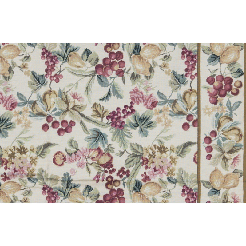 Needlepoint Hand Knotted Wool Beige Rug