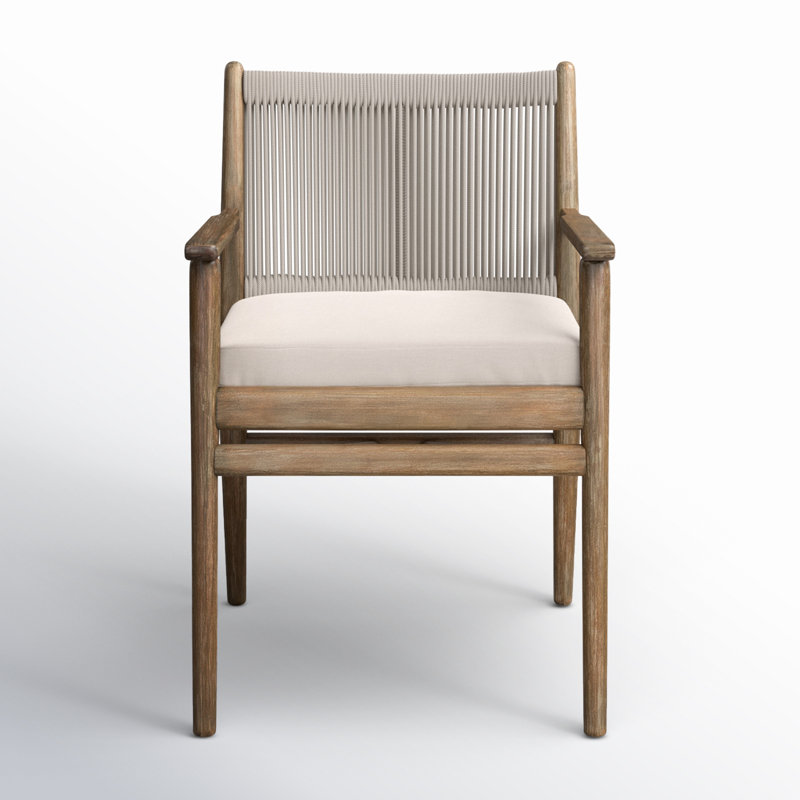 Rosen Outdoor Dining Armchair, Natural Frame/Lakin Oat Cushion