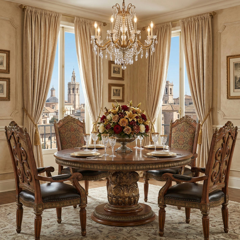 Villa Valencia 4-Piece 60" Round Dining Set
