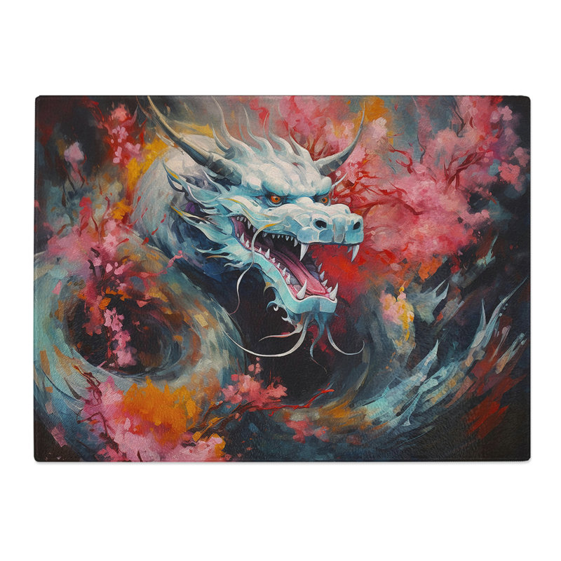 Chinese Dragon Abstract  Glass Chopping Board
