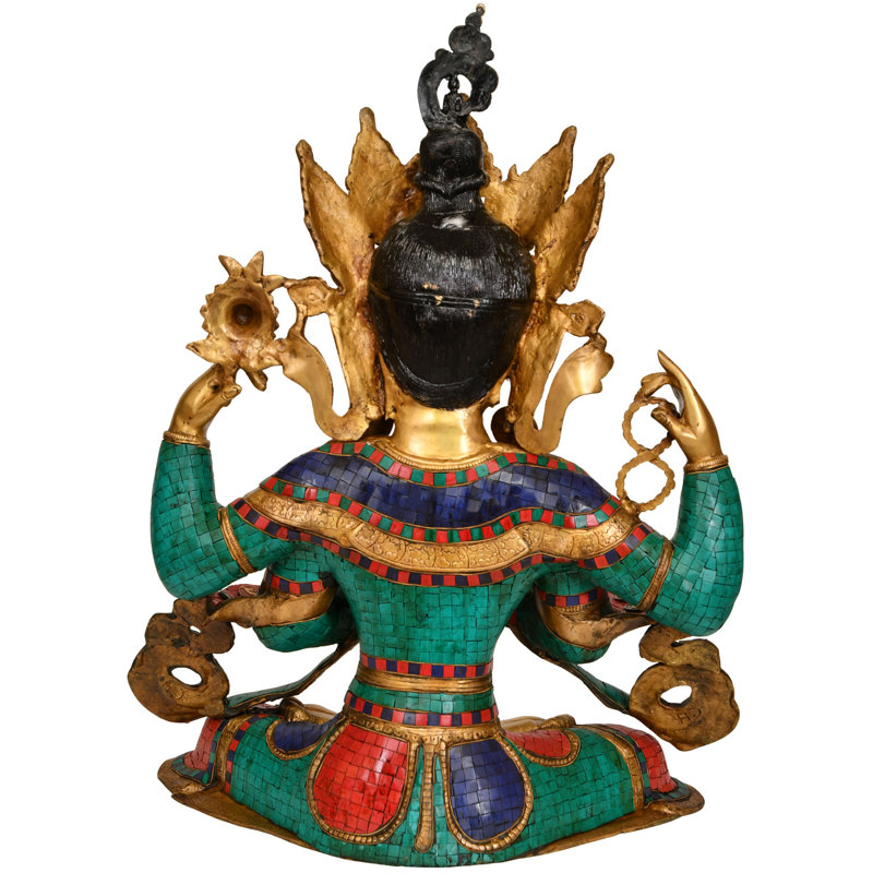 Grande sculpture 26 "Bouddha de Compassion Chenrezig