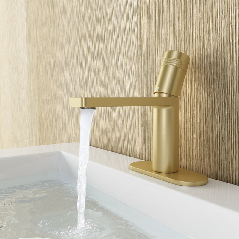 Single-handle Bathroom Faucet with Drain Assembly, Brushed Gold