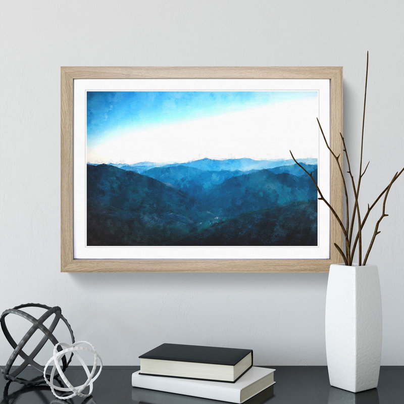 Mountain Range in Salamanca Spain - Picture Frame Painting Print, 24cm H x 33cm W x 2cm D, Oak Framed