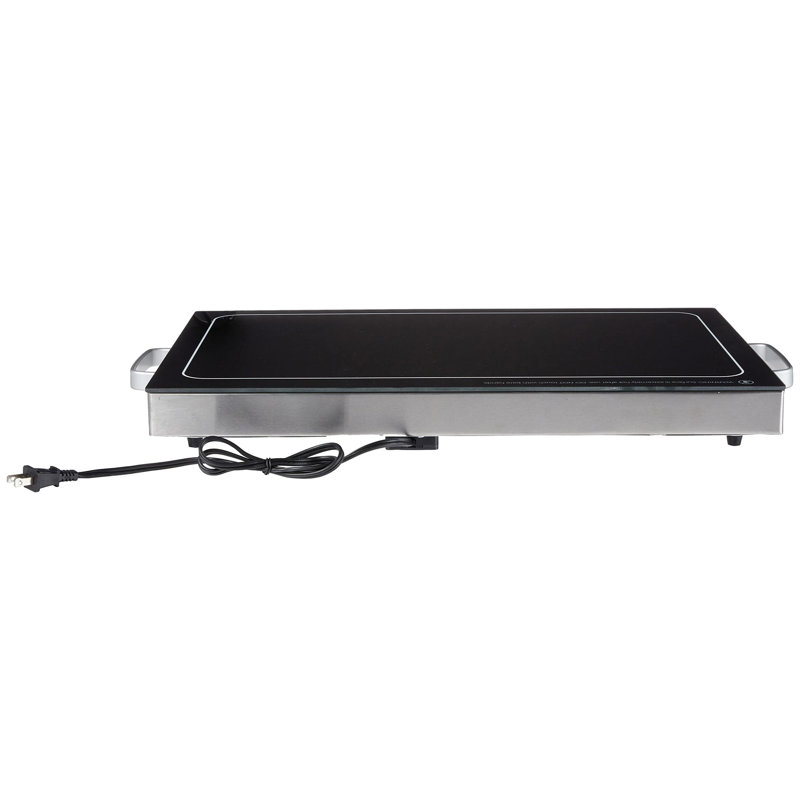 Plateau chauffant électrique avec contrôle de température réglable, argent, noir