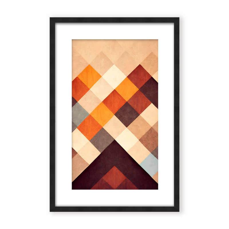 Abstract The Pyramid by  - Picture Frame Graphic Art on Paper, 48" H x 32" W x 1.125" D, Framed Matted Print, Brown