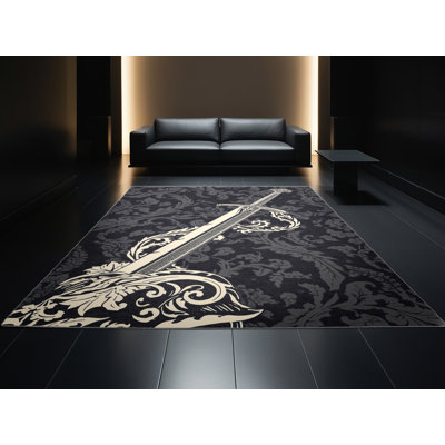 Tapis damassé classique mauve Elida Excalibur lavable à la machine