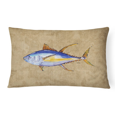 Coussin intérieur/extérieur brun/bleu fish