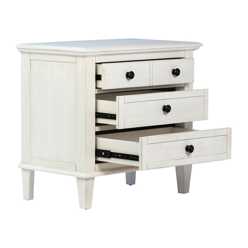 Mykonos 3-Drawer Solid Wood Nightstand in White