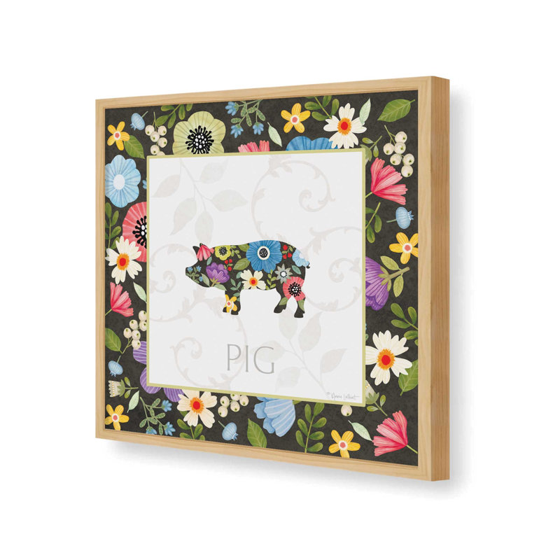 Reproduction de l'œuvre « Spring Farm Pig » d'Annie LaPoint, L 30 po x H 30 po, Érable, Impression encadrée