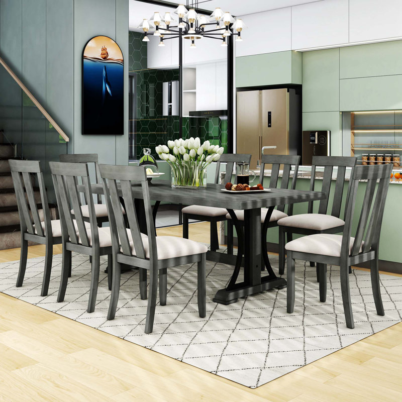 Ensemble repas pour 8 personnes Jonita, Gris, Gris / Noir, Gris/beige