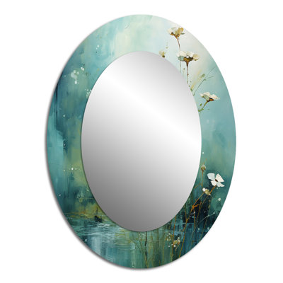 Misty Meadow IV - Large Oval Wall Mirror On Metal