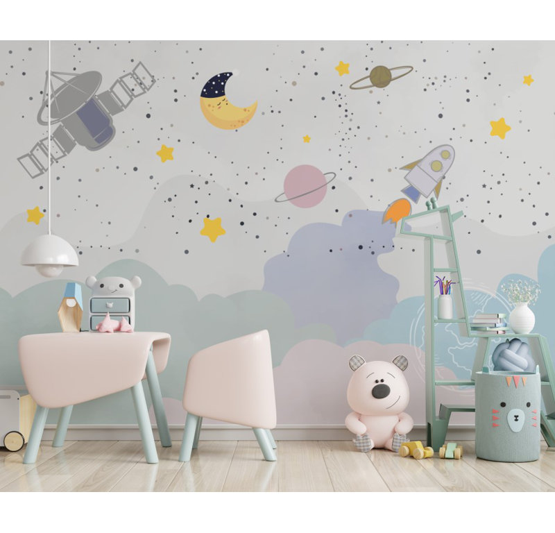Papier peint mural pour enfants, espace, planète, L 27,96 po x l 39 po