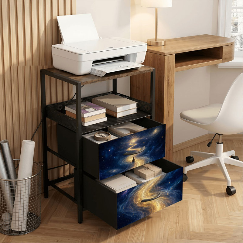 Table de chevet 2 tiroirs avec station de charge, table de chevet avec ports USB et amp; Table de chevet noire Outlet