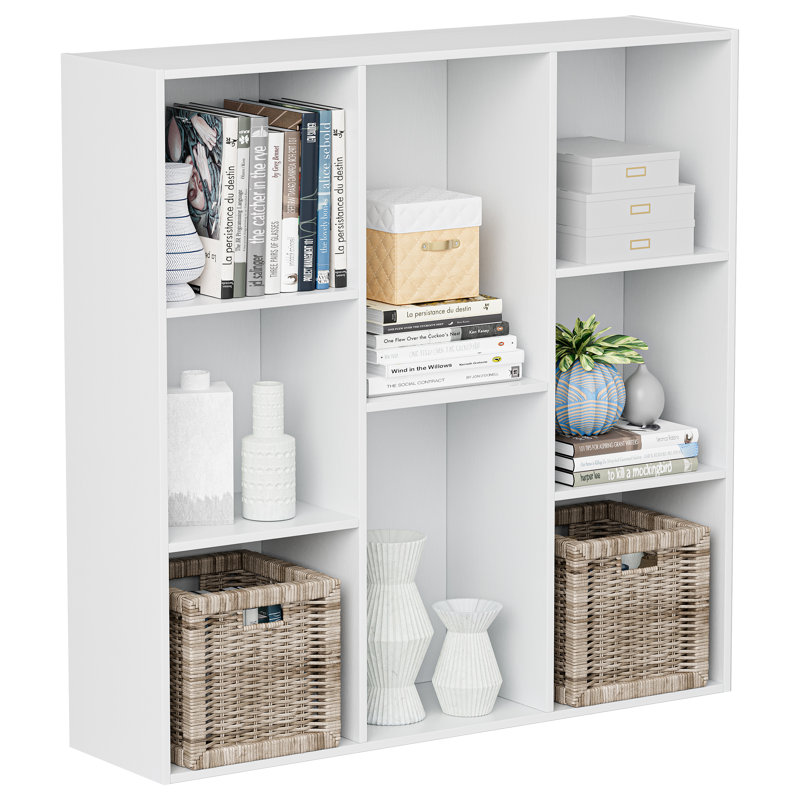 8-Cube Bookcases, Closed Back Bookshelf Storage Unit, Style Cabinet for Living Room Bedroom Office, White
