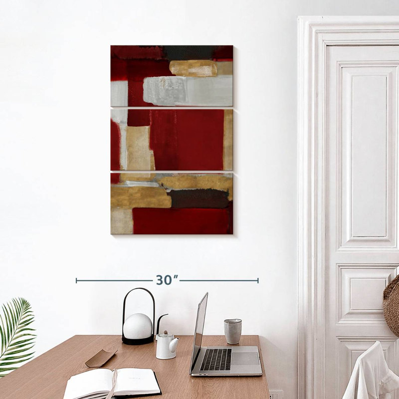 Avery rouge et or clair I, H 32 po x l 20 po
