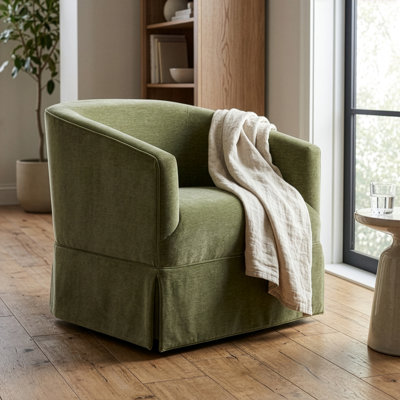 Delaplaine 30.5" Wide Polyester Swivel Barrel Chair